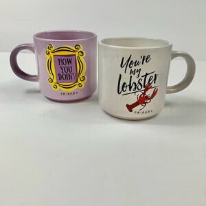 Friends Stackable Mug Set 13 oz Set of 2 Ceramic Mugs Cups FRIENDS TV Show EUC